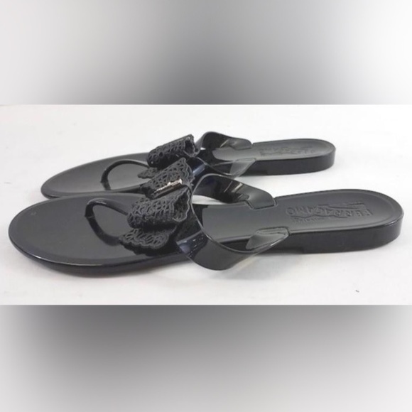 Ferragamo Black Bow Flip Flop Thong Sandals Size 9 - Picture 2 of 6